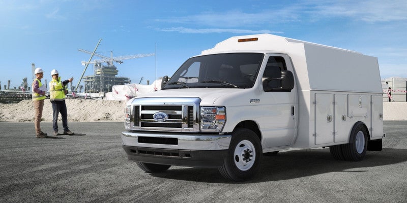2025 Ford E-Series Cutaway at a construction site